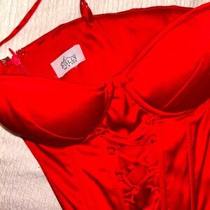 Oh Polly Red silky mini dress